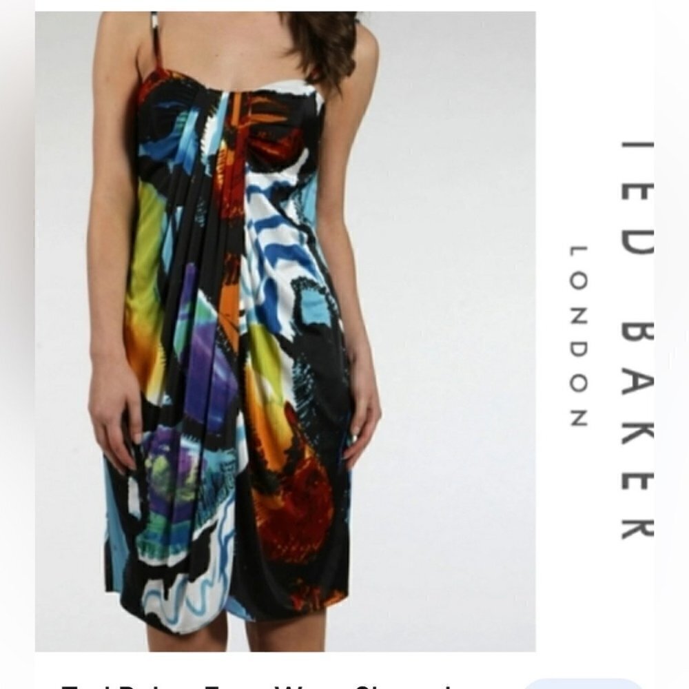 Ted Baker London Deana Dress Abstract Colorful Vacation Party Sz 2